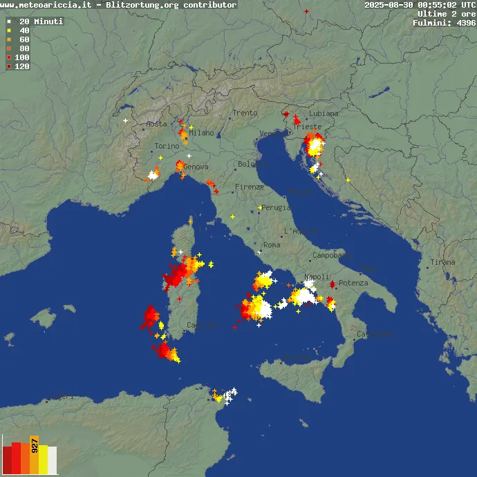 Lightning Map Italy